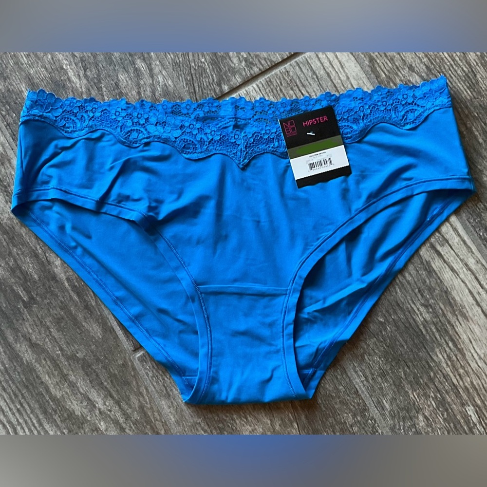 New Nobo, No Boundaries Lace Trim Hipster Panties Size S, XL, XXL Blue